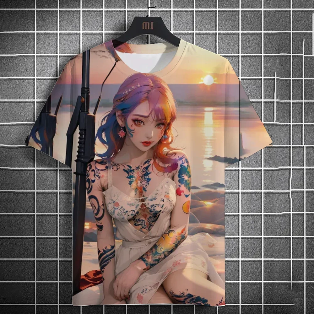 Мужская одежда Футболка с графикой 3D принт Аниме Красота Сексуальные футболки