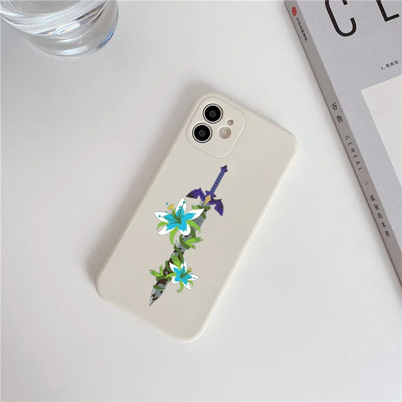 Мягкий чехол из ТПУ с цветами и синими мечами для iPhone 15 11 12 13 Mini 14 Pro XR X Xs Max 6 7 8 Plus SE