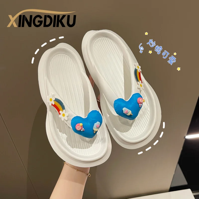 

Chaussure Femme EVA One-piece Fashion Cute Bathroom Slippers Mute Deodorant Non-slip Fashion Cartoon Flip Flops Bubble Slides