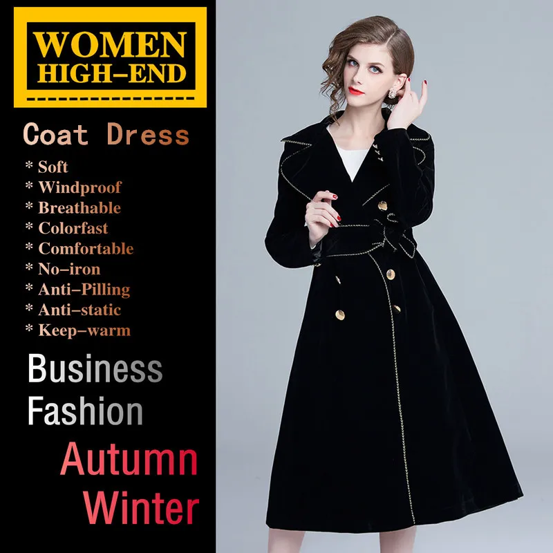

Autumn Winter Women's Suede Coat Dress Business Casual Fashion Noble Keep-warm Soft Breathable Comfortable Colorfast No-iron