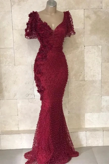 

Женское вечернее платье-Русалка It's yiiya, красное платье с V-образным вырезом, открытой спиной, пуговицами и 3D цветами на лето 2019
