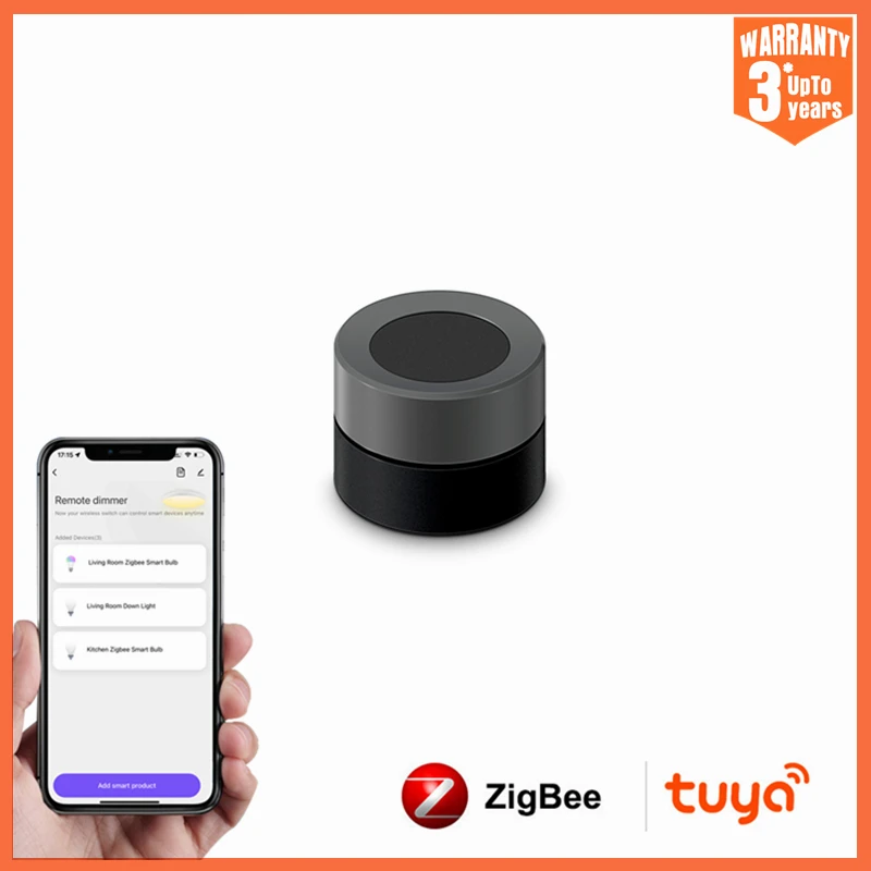 

Tuya ZigBee Smart Knob Switch,Wireless Automation Scene Remote Button Controller,Dimmer Switch work with Smart bulb