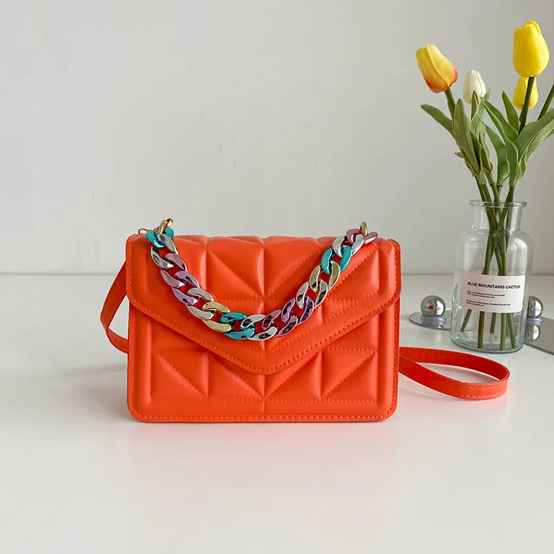2023 New Famous Designer Colorful Chain Shoulder Messenger Bags High Quality Women Purse And Handbags Fashion Small Square Bags