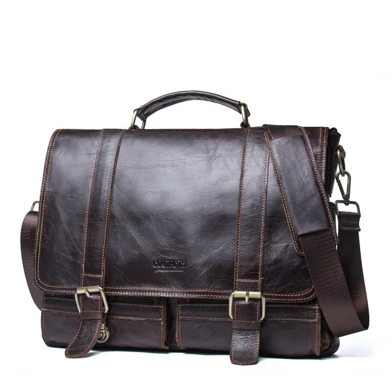 Genuine Leather Mens Briefcase Laptop Man Messenger Bags Leisure Time Business Affairs Document Computer Suitcase For Documents