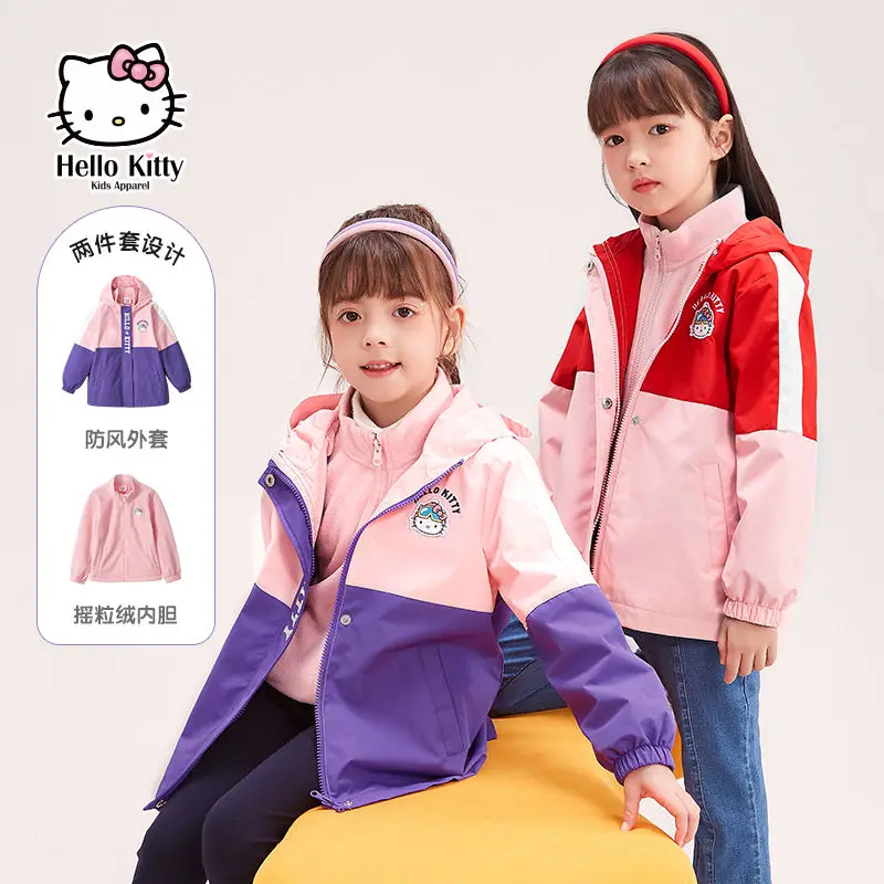 

Ветровка с капюшоном и мультяшным принтом Hello Kitty