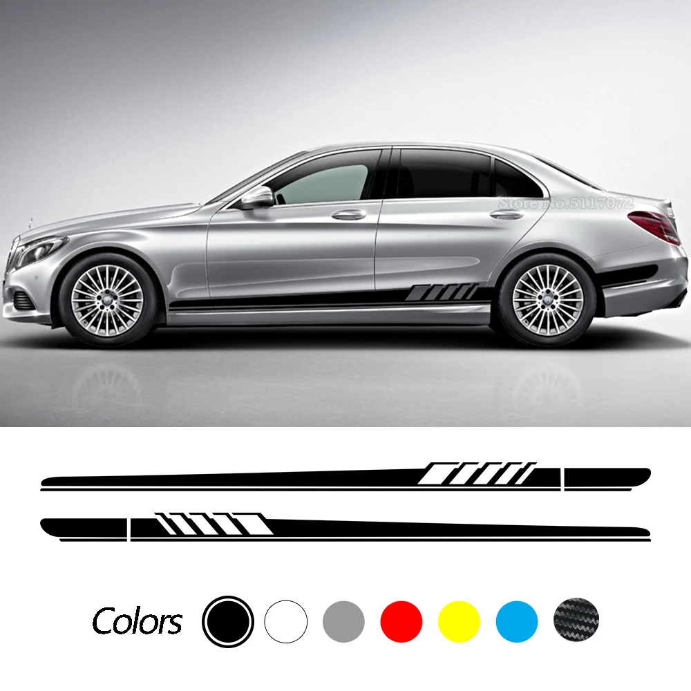 

Car Stickers Side Stripe Skirt Decals for Mercedes Benz C Class W205 C63 C180 C200 C300 C350 C43 coupe W204 W203 AMG Accessories