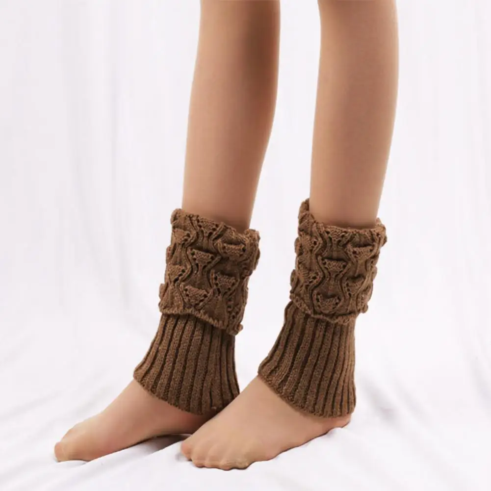 

1 Pair Casual Socks Sleeves Turn Down Cuff Hollow Winter Crochet Leg Warmer