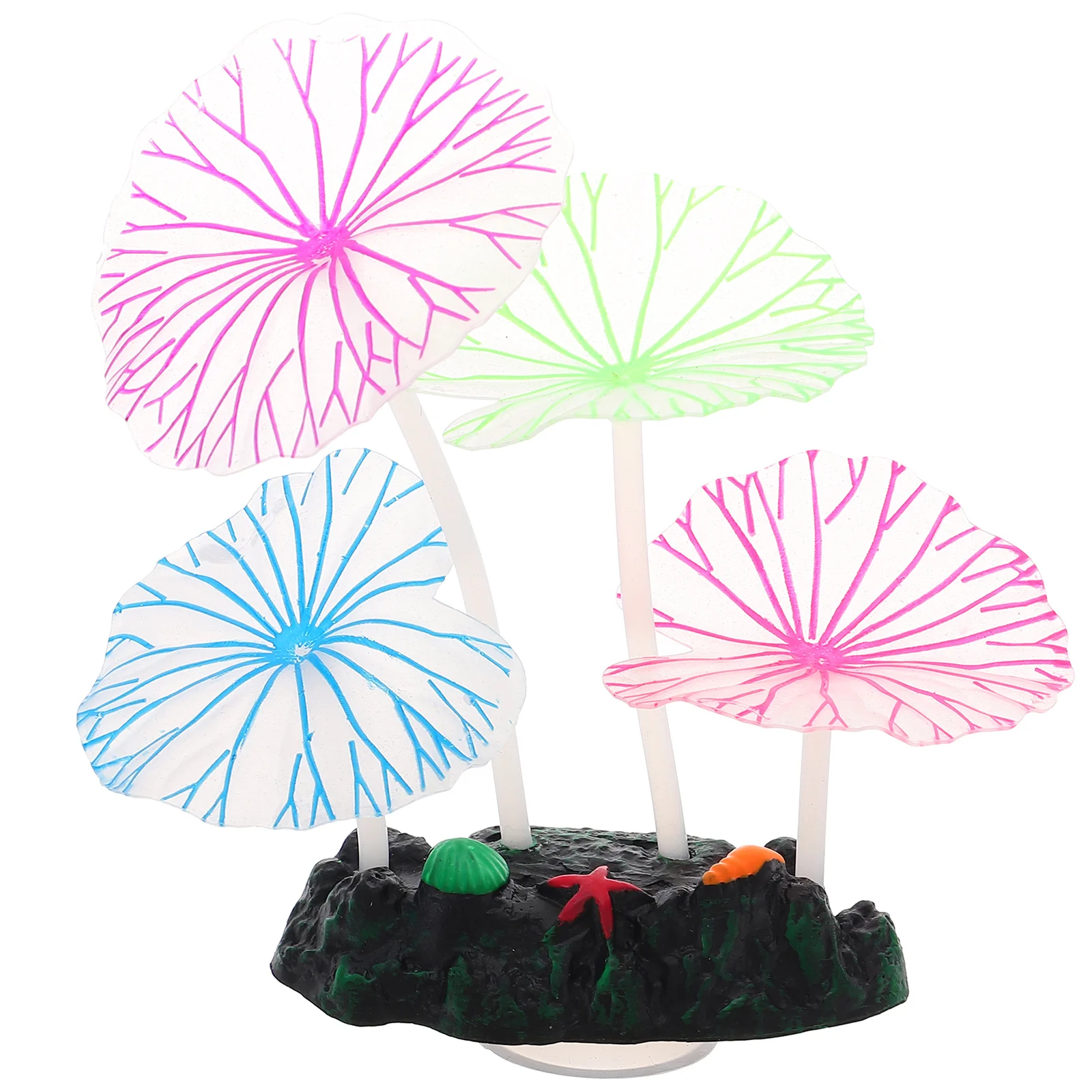 

Aquariumtank Decor Lotusleaf Artificial Ornament Fakesilicone Glowing Decorations Coral The Darkglow Decoration Landscape Leaves