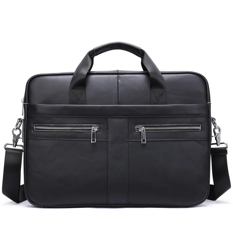 Men Genuine Leather Briefcase Large Capacity Handbag Men's 15.6-Inch Laptop Bag Male Retro Cowhide Crossbody Bag