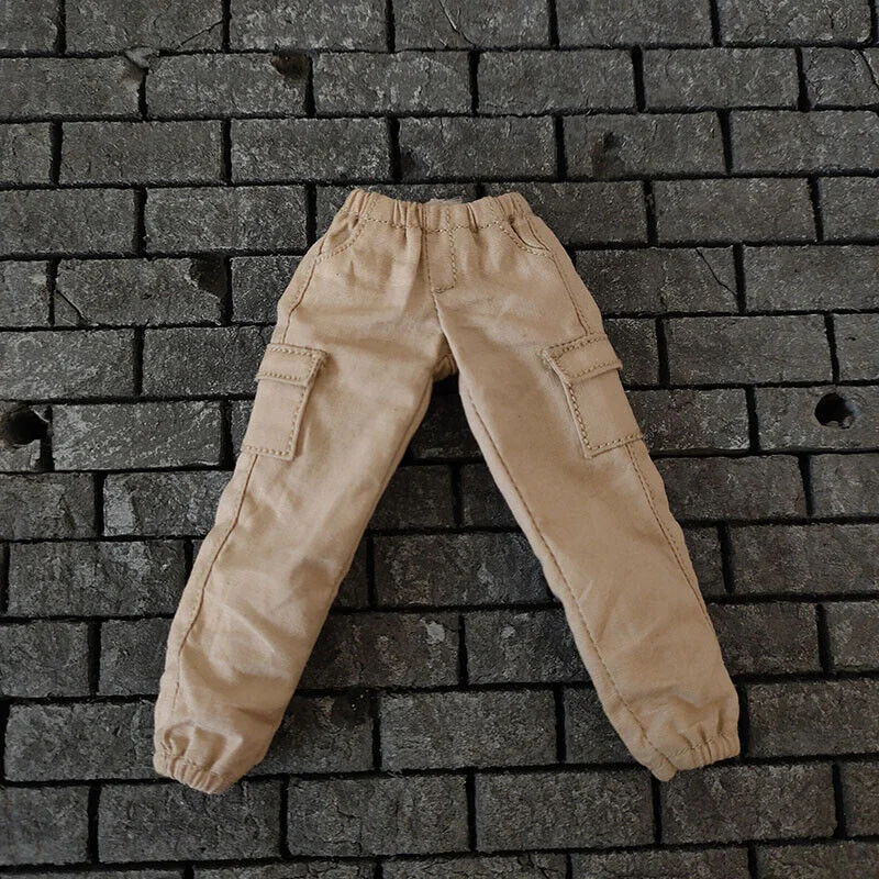 

Khaki 1/12 Clothes Sodier Man's Legged Overalls Pants for 6''