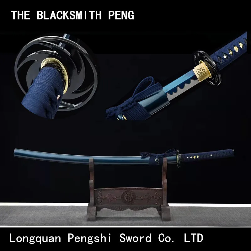 

Real Demon Slayer blue katanas/Animation film Ninja Japanese Swords/Chinese handmade forged training Catana swords/Hang Swords