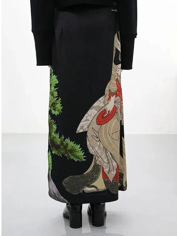 Юбка женская трапециевидная с разрезом длинная Готическая уличная одежда в