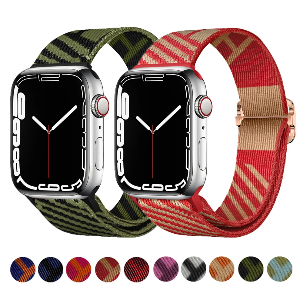 

Регулируемый ремешок для Apple Watch Band Series 7 41 мм 45 мм, нейлоновая петля для Apple Watch se 40 мм 44 мм для iWatch 6 5 4 3 2 38 мм 42 мм