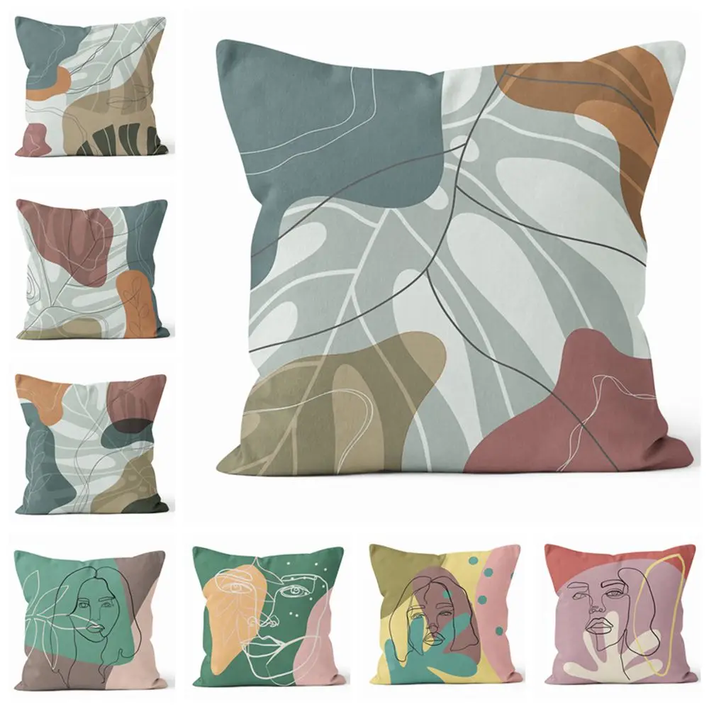 

Artistic Leaf Abstract Woman Living Room Cushion Pillowcase Home Decoration Sofa Pillowcase Throw Pillows Decoration For Home
