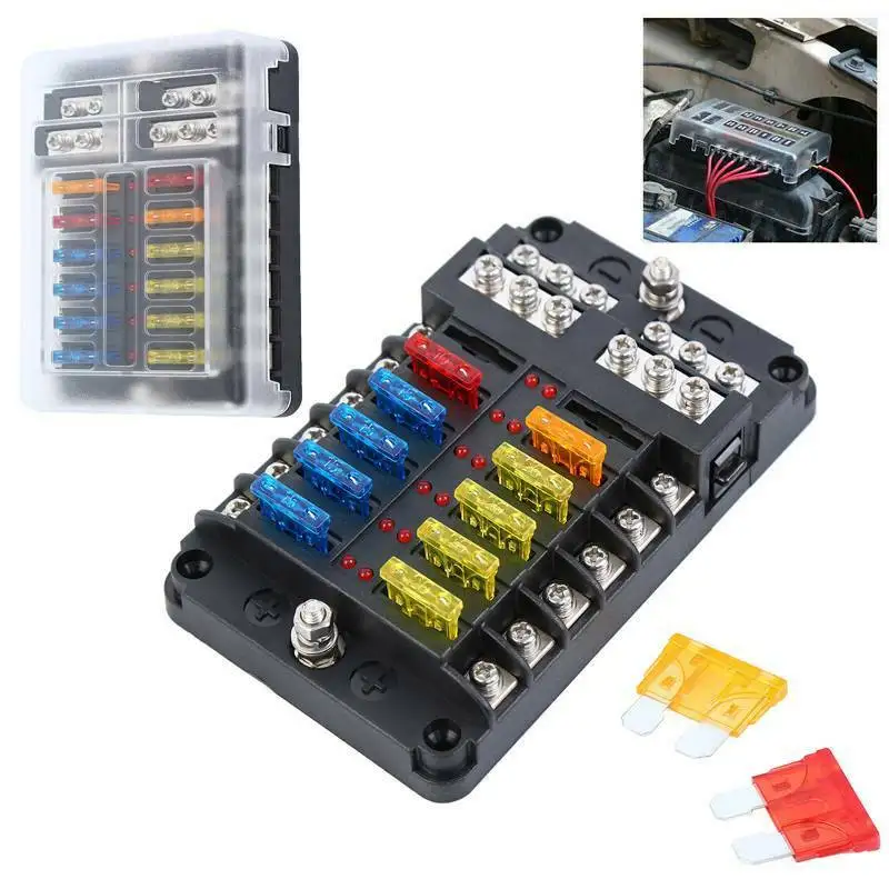 

Yonntech 12V/24V/32V 12 Way Fuse Box Circuit Standard Blade Block Holder Tool