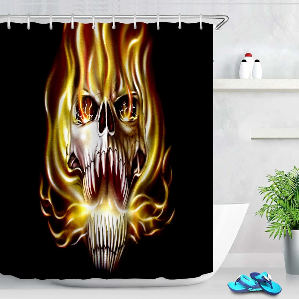 

Водонепроницаемая занавеска с золотым пламенем для Хэллоуина, занавеска для ванной, занавеска для душа, Детские занавески для кухни и ванно...