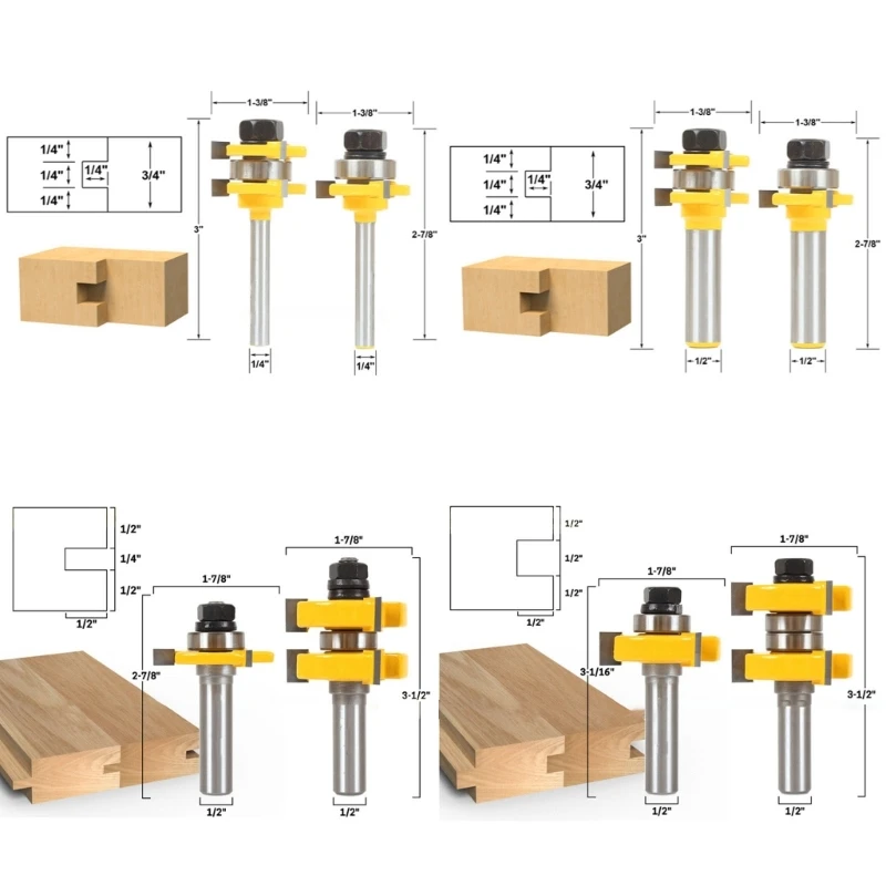 Набор фрез с язычком и канавками M17D фреза хвостовиком 1/4 дюйма универсальный