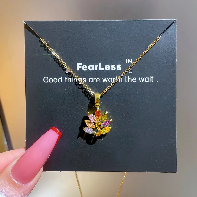 [Титановая сталь] роскошное ожерелье с микро-инкрустацией павлином женское