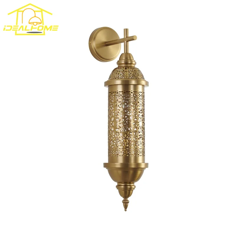 

Retro Vintage Moroccan Hollow Carved Wall Lamp Gold Lustre LED E27 Decorative Wall Mounted Villa Restaurant Hotel Bar Homestay