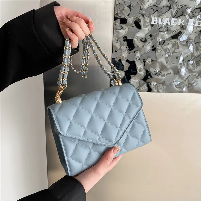 

PU Shoulder Bags Chain Bag Women's 2022 New Fashion Korean Style One Shoulder Messenger Leisure Simple Small Square Bag