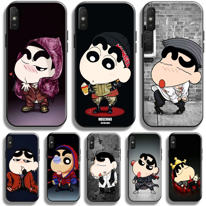 

Cute Crayon Shin-chan For Xiaomi Redmi 9A Phone Case Redmi 9AT Case Black Carcasa Back Liquid Silicon Funda Silicone Cover