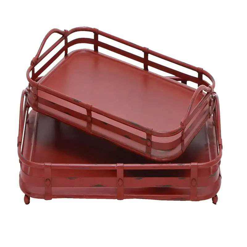 

Металлический лоток красного цвета, 19 дюймов, 17 дюймов, 2 предмета, органайзер для хранения еды