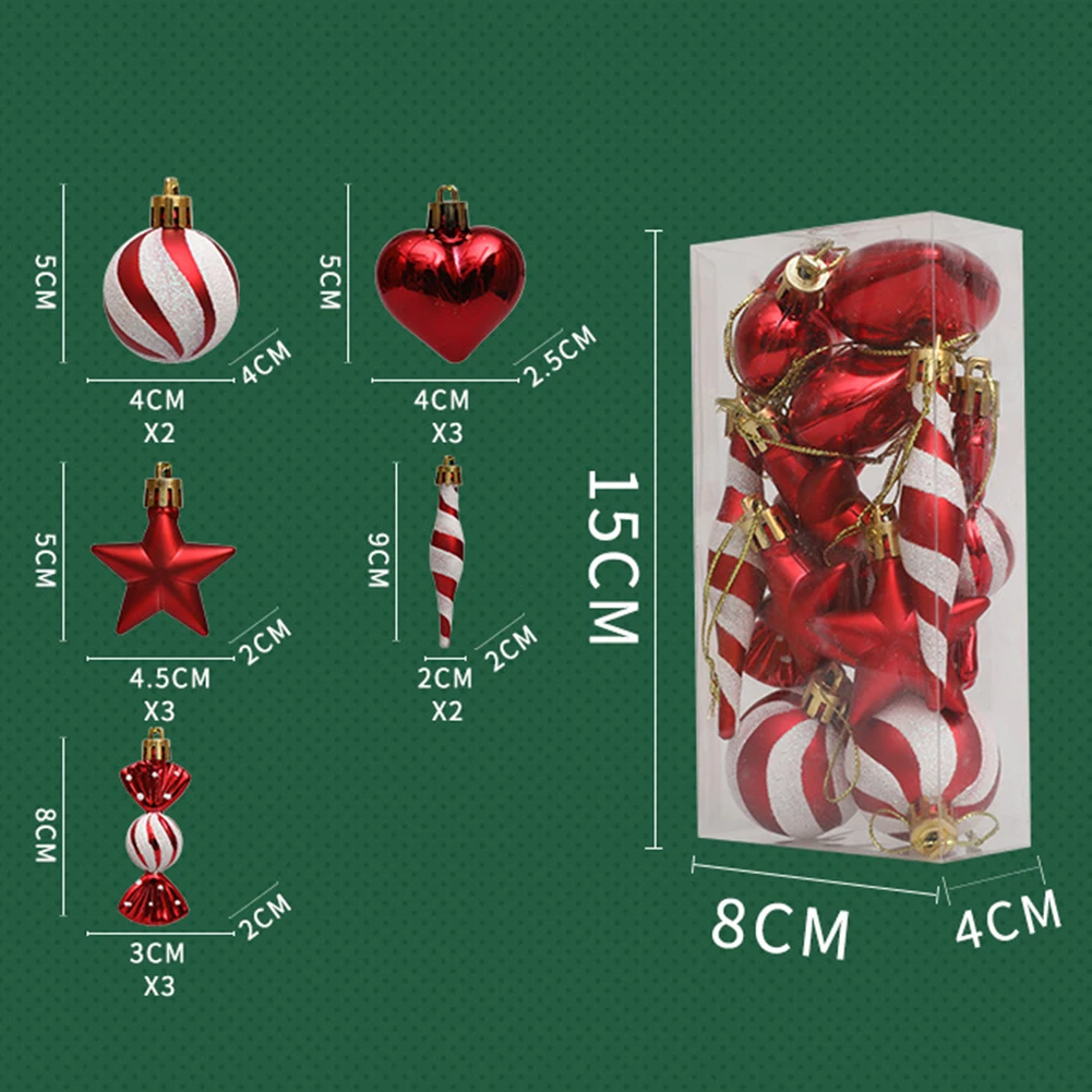 Рождественские елочные шары красная конфета подвесной орнамент большие