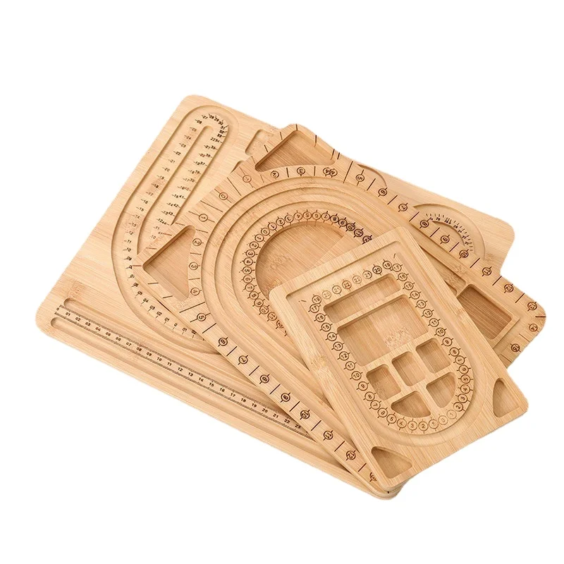 

Wooden Bracelets Necklace Storage Display Tray Beads Measuring Plate Jewelry Making DIY Charms Bracelet Tools Accessories New