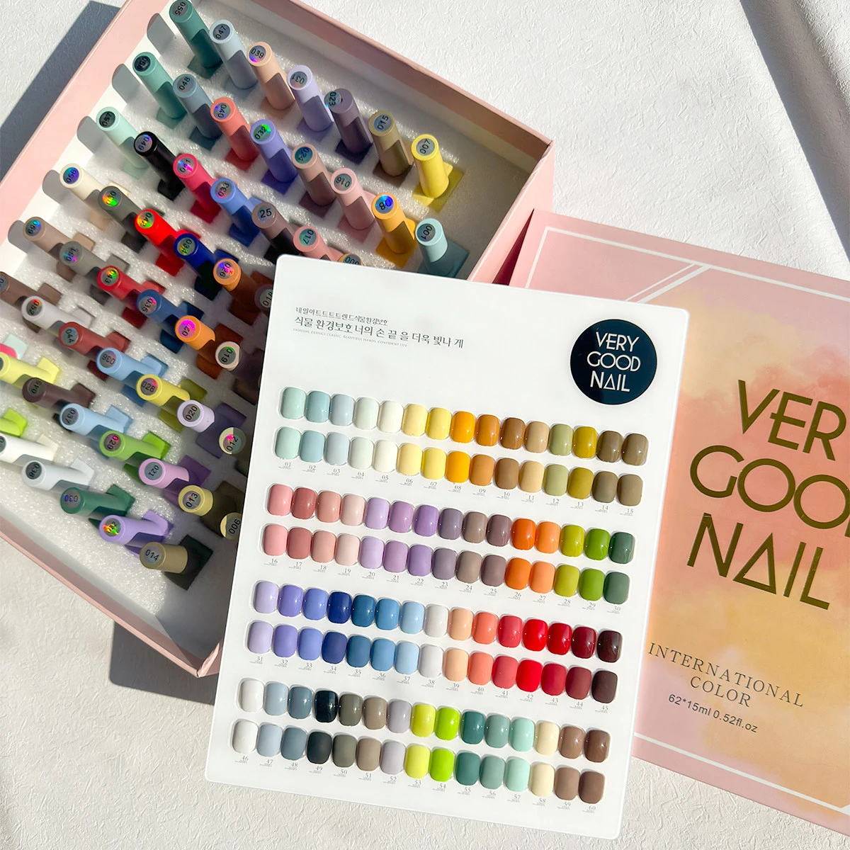 Фото Набор гель-лаков Very Good Nail, 60 цветов, однотонные, с высокой пигментацией, в корейском стиле, для УФ/LED-ламп, профессиональный салонный набор для маникюра. №2