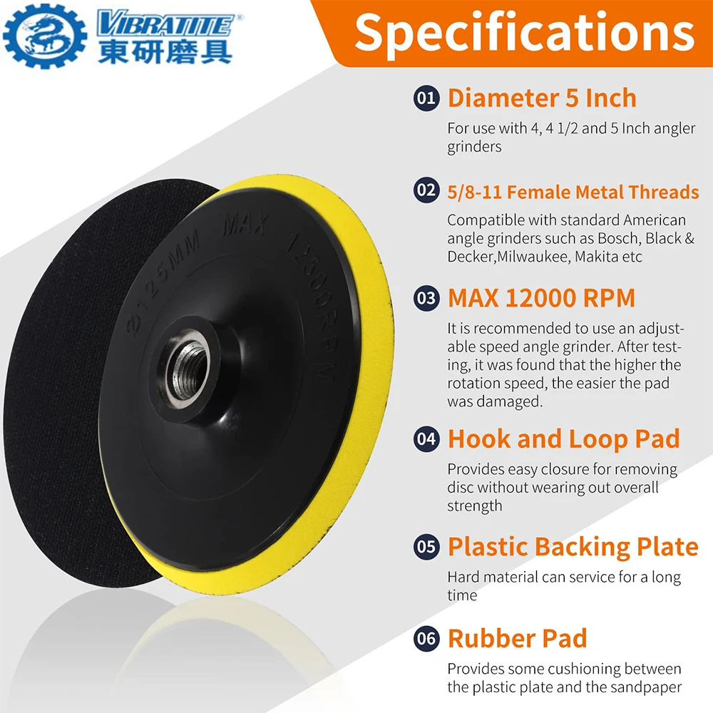 114 шт. 5-дюймовые насадки для шлифования дерева и металла