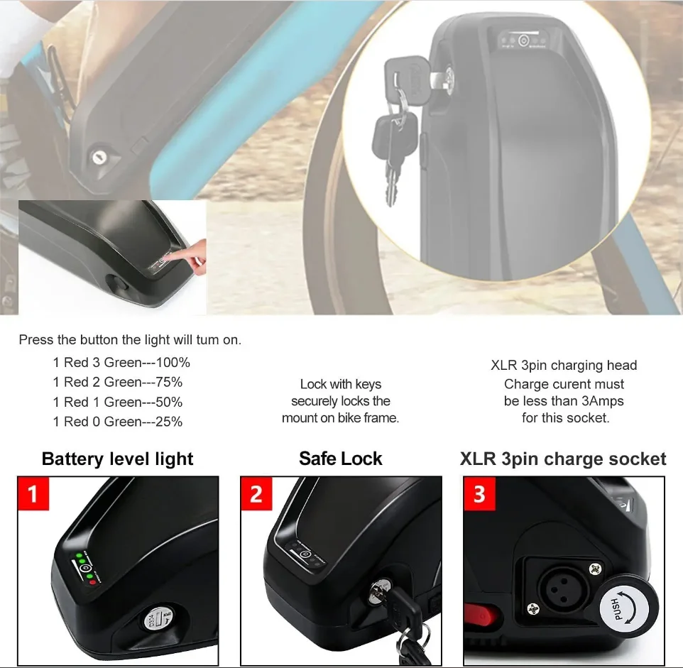 Литиевая аккумуляторная батарея для электровелосипеда Hailong 48 В 15 А двигателя 1000