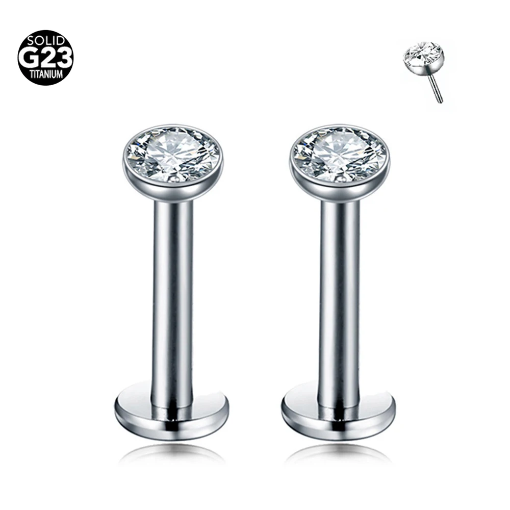

2Pcs ASTM F136 Wholesale 20G 16G 2-4mm Threadless Push Pin Labret Stud Titanium Nose Piercing Ear Lip Body Jewelry