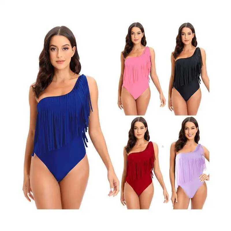 

Tassel Swimsuit For Women Shoulder Belt Multi Color One Piece Briefs Fashion Womens