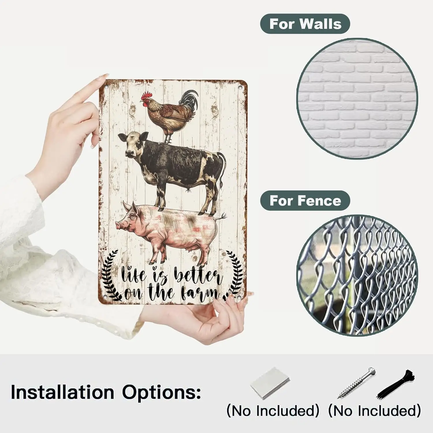 Rustc Frm nmls Metl Sgn Vntge Style Lfe s Better on the Wll Декор для Frmhouse Gft 12*8n