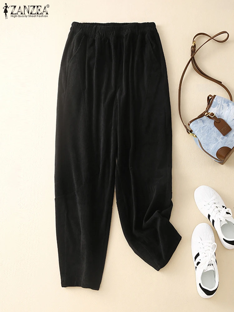 Женские вельветовые брюки 2024 ZANZEA осенние женские винтажные длинные из репы