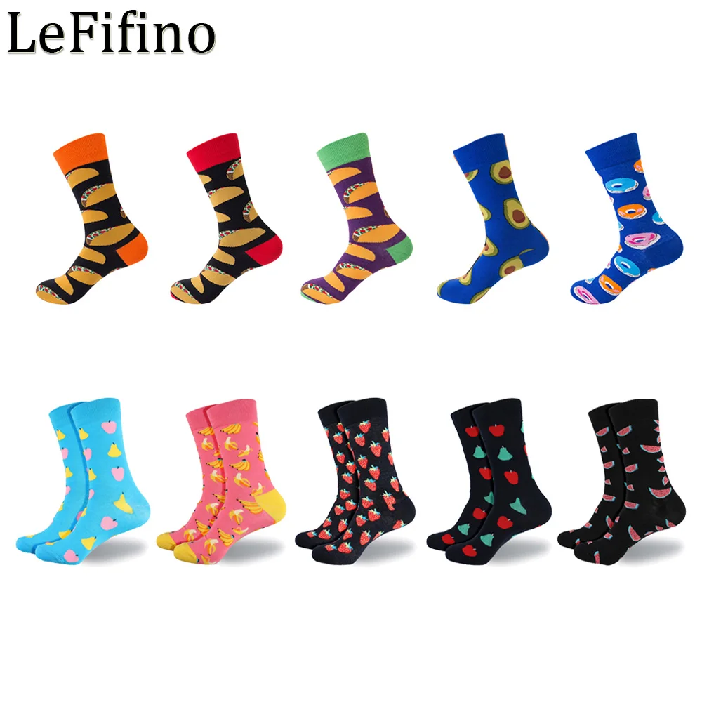 

Модные Красочные Повседневные носки средней высоты, хлопковые носки серии еды, универсальные носки с принтом фруктов, женские носки, носки для пар