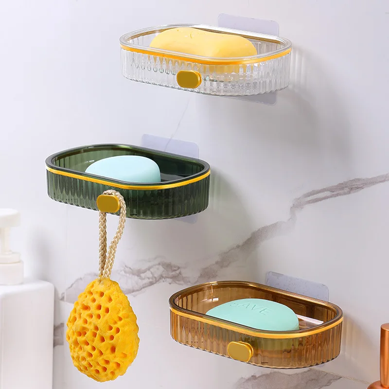 

Wall Mounted Soap Plate Bathroom Soap Box Storage Rack Holder With Hook Hang Bathing Accessories Multifunctional Soap Box