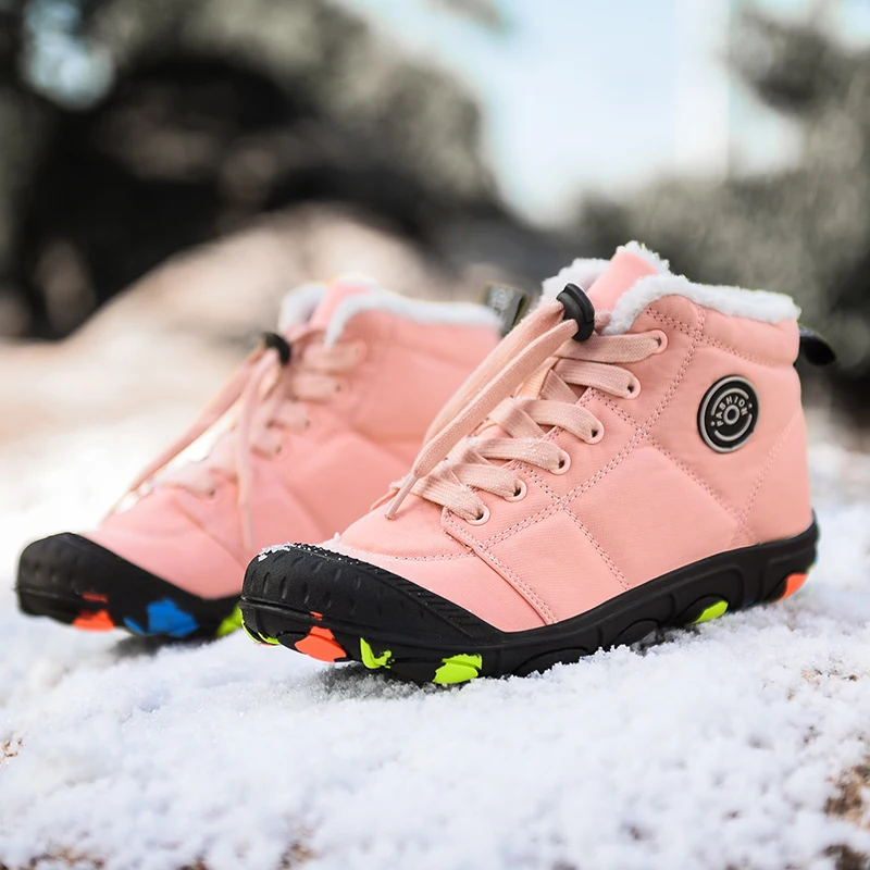 SENAGE Winter Children's Cotton Boots Girls Snow Boots Non-slip Boots Flats Sneakers Trendy Kids Hiking Shoes Size 30-39