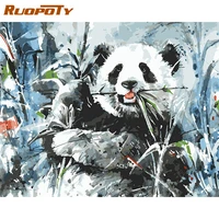 ruopoty diy frame paint by number panda kits unique gift handpainted picture by number animals on canvas home decoration