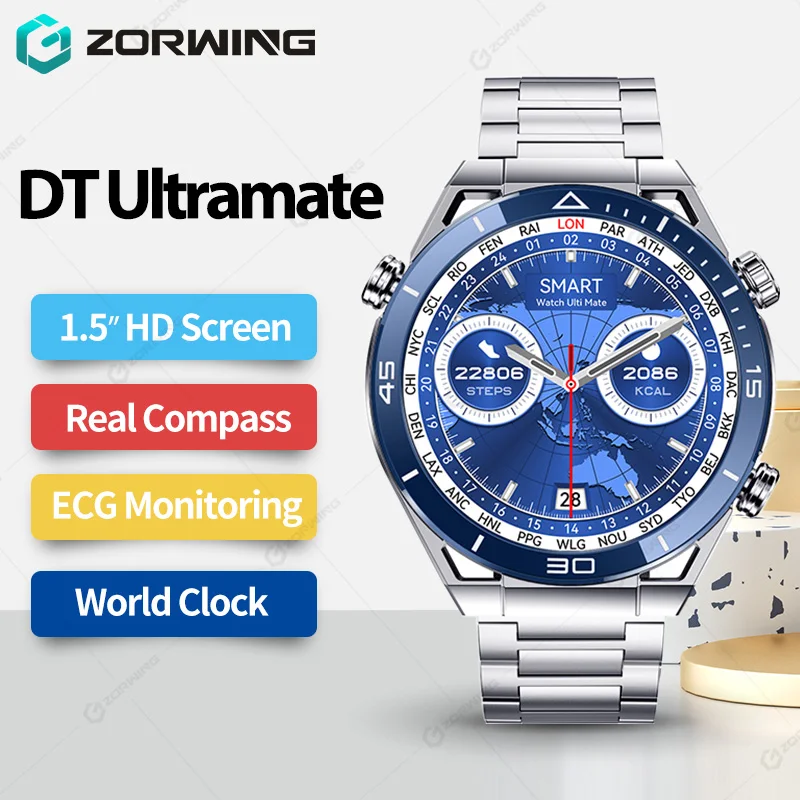 

DT Ultra Mate Smart Watch Men NFC GPS Compass SmartWatch ECG Blood Pressure Oxygen Monitoring Sport Watch for Huawei Android IOS