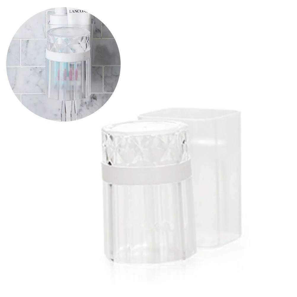 

Holders Wall Mounted Cup Storage Set Diamond Toothpaste Suction Black