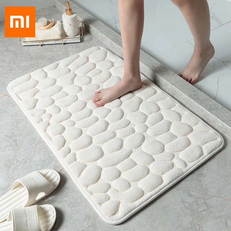 

Xiaomi Non-Slip Bath Mat Cobblestone Embossed Bathroom Carpet Shower Room Doormat Memory Foam Absorbent Floor Mat Rugs for Home
