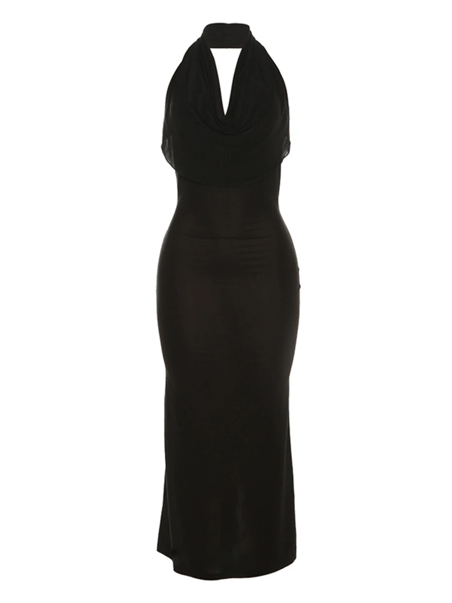 

Sexy Halter Neck Bandage Backless Ruffled Slit for Women - Perfect for Summer Parties and Clubbing Streetwear
