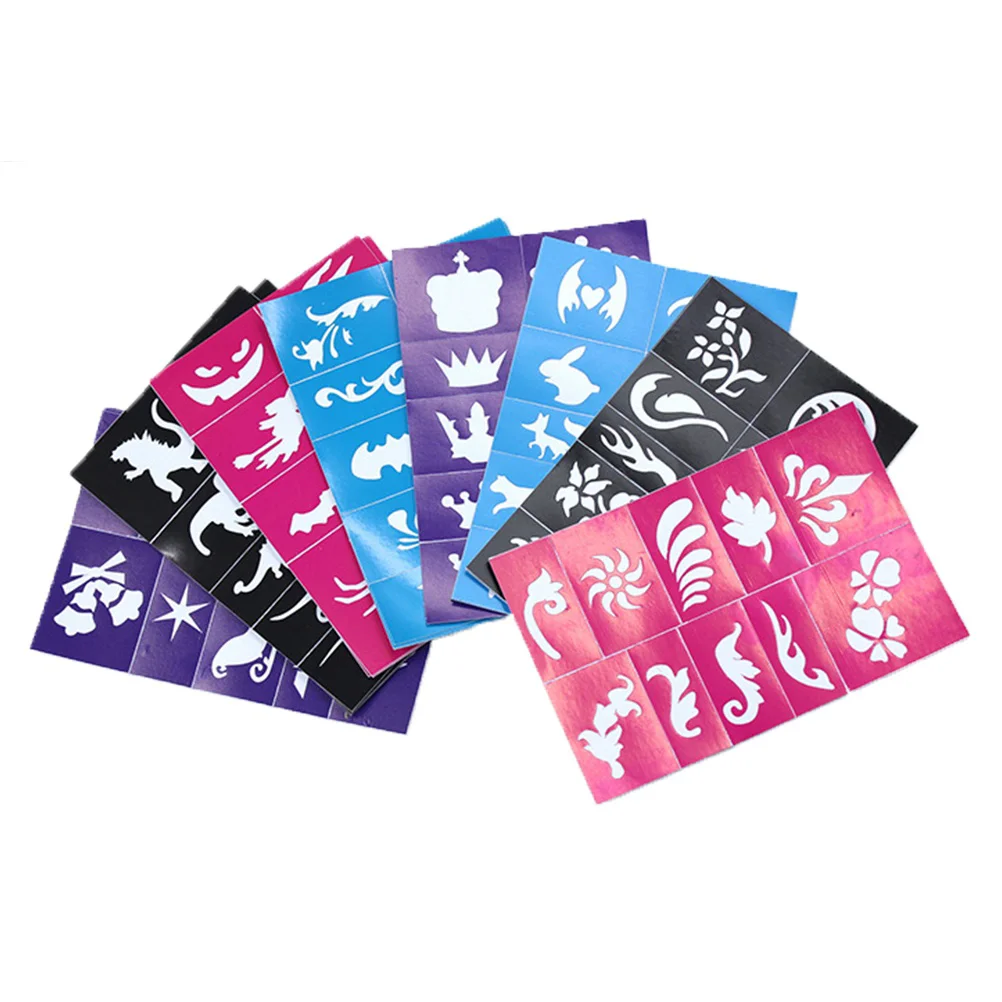 

10 Pcs Stencils Glitter Tattoos Face Painting Kit Airbrush Templates Painted