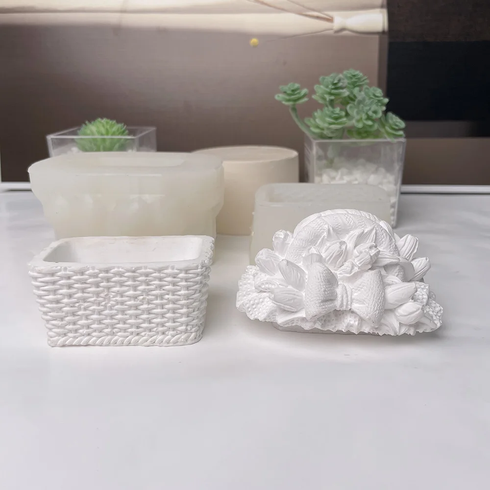3D корзина для цветов коробка хранения гипсовая силиконовая форма с крышкой
