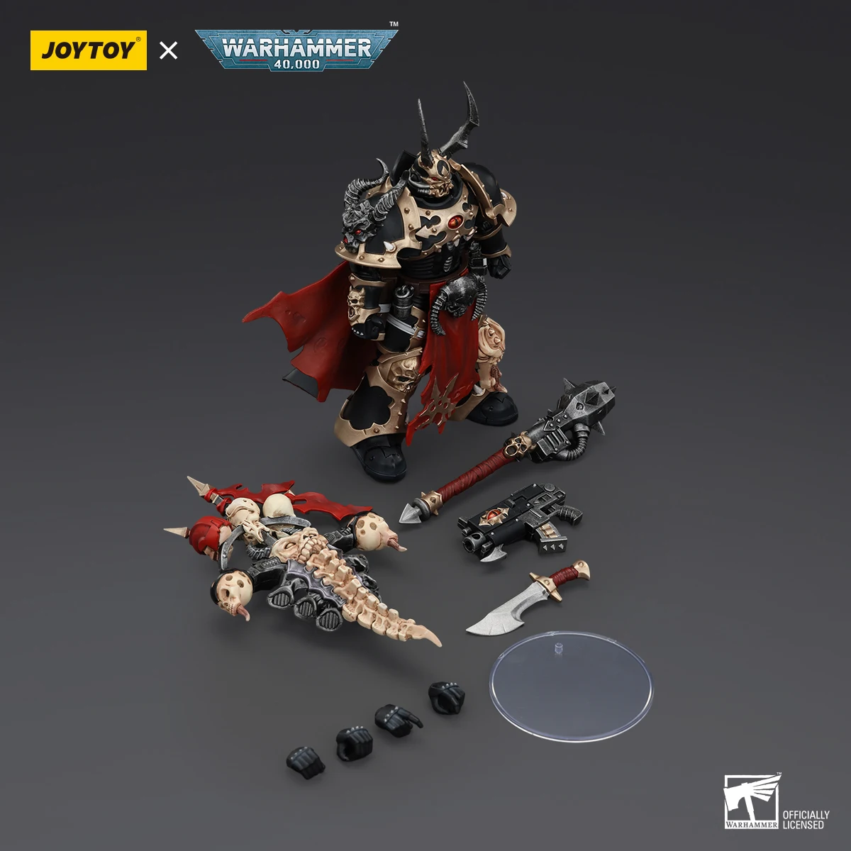 Фото JOYTOY Warhammer 40K Chaos Space Marines Черный Легион Выбранный Чемпион с Боллером и Молодой Фигурки оригинального коллекционирования №5