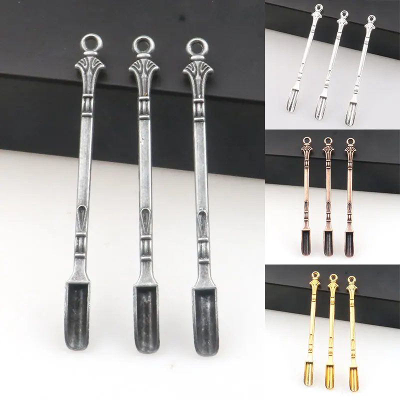 

80mm Metal Mini Smoke Spatula Scoop With Ring Tableware Portable Medicine Spoon Stir In Coffee Or Tea Sniffer Smell Scoop Tools