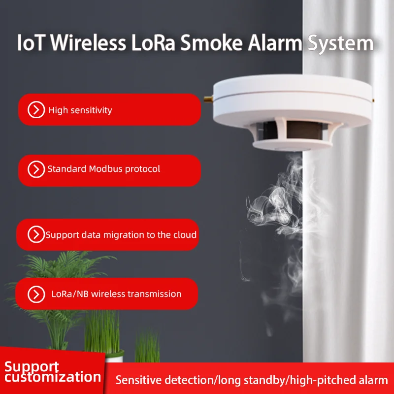 Фото AC102 Заводской ценный датчик сигнализации LoRaWAN Платформа IoT Беспроводной Wi-Fi детектор пожара и дыма №5