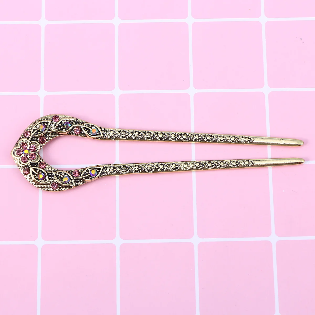 

Crystal Hair Clip Chignon HairPin Metal Claw Clips U Shaped Hairstyle Accessory Miss Chopsticks