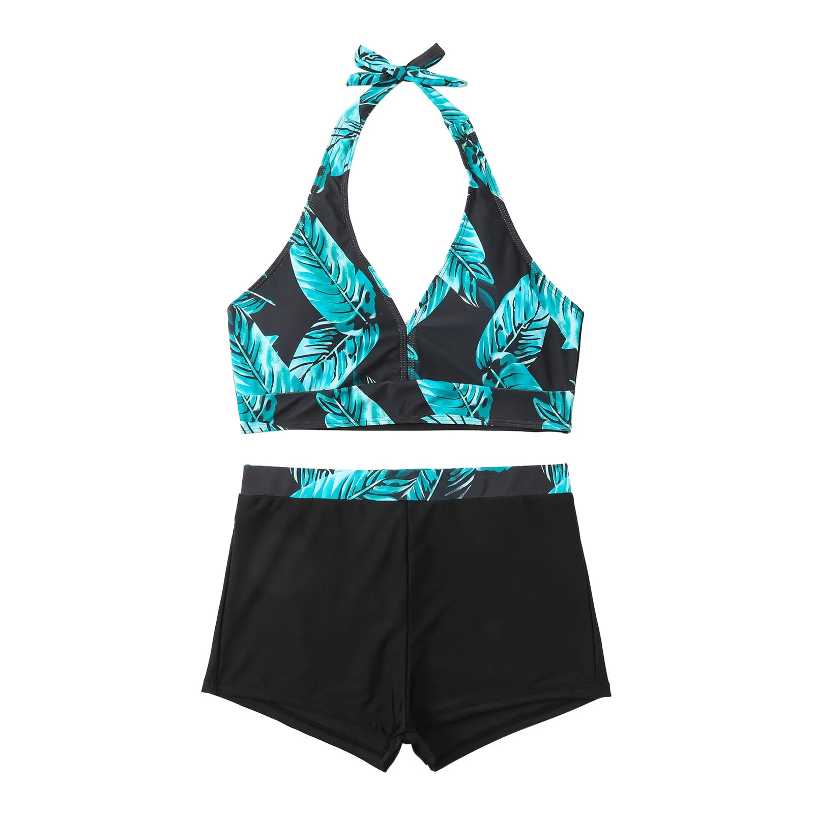 

Купальник женский раздельный треугольный бикини с принтом однотонный комплект купальник купальники для женщин с шортами на косточках